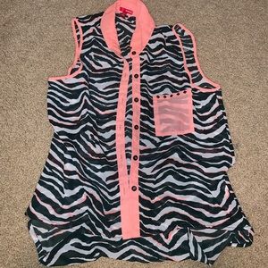 Coral zebra tank top